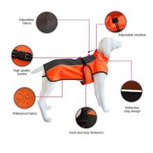 Quần áo cho chó, áo khoác ngụy trang ngoài trời có quấn bụng dành cho chó cỡ trung bình đến lớn (Có dây buộc, dải phản quang và kích thước có thể điều chỉnh) - trái cam - Xem 6