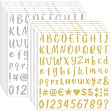 15sheets Glitter Letter Stickers, Glitter Cursive Number Alphabet Stickers Self-Adhesive DIY Number Labels Greeting Card Glitter Stickers For Decoration, Scrapbook, Mailbox, Kitchen, Graduation Cap, Logo, Home, Business, Crafts(Golden) ﻿ - Gold - View 12
