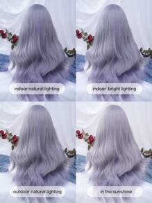 alicegarden 1 Stück synthetische hitzebeständige lange Perücke mit Naturwelle in mehreren Farben, mit Pony, 26 Zoll lang, hergestellt aus Fasern, geeignet für den täglichen Gebrauch, natürliches und realistisches Zweithaar