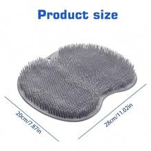 1入浴室壁掛式洗身背刷及足部清潔刷，配有硅膠按摩浴墊，可去除死皮角質，搭載強力吸盤和防水設計，並有掛環以方便收納，適合沐浴按摩 - 灰色 - 查看 8