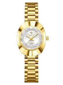 Reloj dorado de moda para mujer con piedras de rhinestone - Plateado - Ver 10