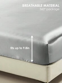 2/3件套奢华缎面床上用品套装，包含床笠、床罩、纯色床垫保护套，柔软舒适，加厚床垫保护套，1个床垫罩+1/2个枕套，适用于单人床、双人床、大号床、特大号床，超柔软透气，丝滑柔顺，抗皱，床笠可机洗 - 銀色 - 查看 4