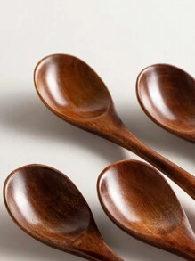 2pcs Simple Nanmu Wood Spoon Set,Kitchen,Christmas Gift,School Supplies