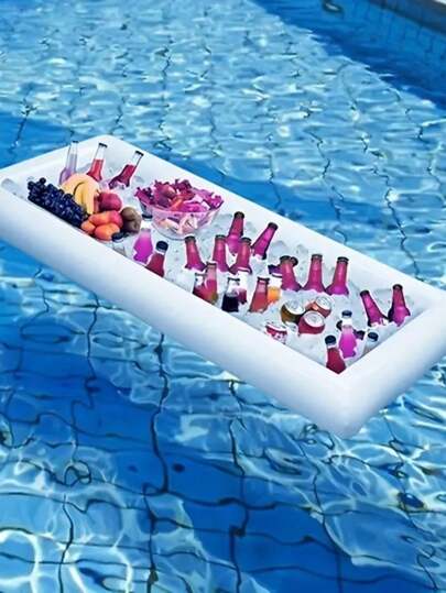 1pc Inflatable Pool Float Tray For Beverages And Drinks, Outdoor Party Ice Bar, Inflatable Beer Bucket Cup Holder
