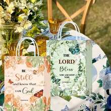 12/24pcs,  Gift Bags Bible Verse Treat Bags Inspirational Flower Paper Party Favor Bags With Handles Christian  Gifts In Bulk For  Women Wedding Birthday  Baptism - Multicolor - View 4