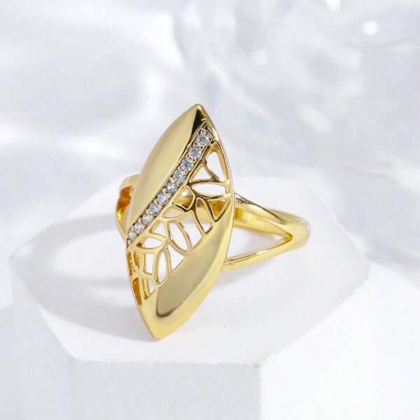 1 pezzo Anello in rame vintage con motivo a fiori cavi, adatto come gioiello da donna per matrimonio, festa, fidanzamento, anniversario, regalo di San Valentino, per mamma, festa della mamma