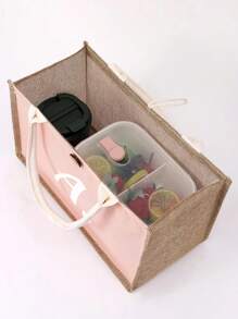 1 件亚麻花朵字母心形手提包，防水个性化礼品袋，大容量耐用轻便手提包，沙滩手提包，化妆包，户外露营包，适合婚礼、生日、海滩、节日，是送给女性、母亲、老师、朋友、伴娘、大包、学生和返校的完美礼物，永远最好的教师节礼物