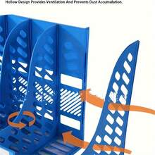 1pc Multi-Level Desktop File Rack With Four Columns, Desktop Bookshelf, A4 File Storage Box, Folder, Document Rack, Data Shelf, File Bar, Office Supplies, Document Tray, Office Desk Organizer. - Multicolor - View 5