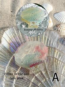 OUSEON 时尚精致的贝壳发夹，在阳光下会变色，镶嵌优质水钻，散发出独特的设计和百搭的优雅气质 - 是时尚达人的完美选择 时尚发饰 美容爪夹 波西米亚风发夹 - 彩色 - 查看 12