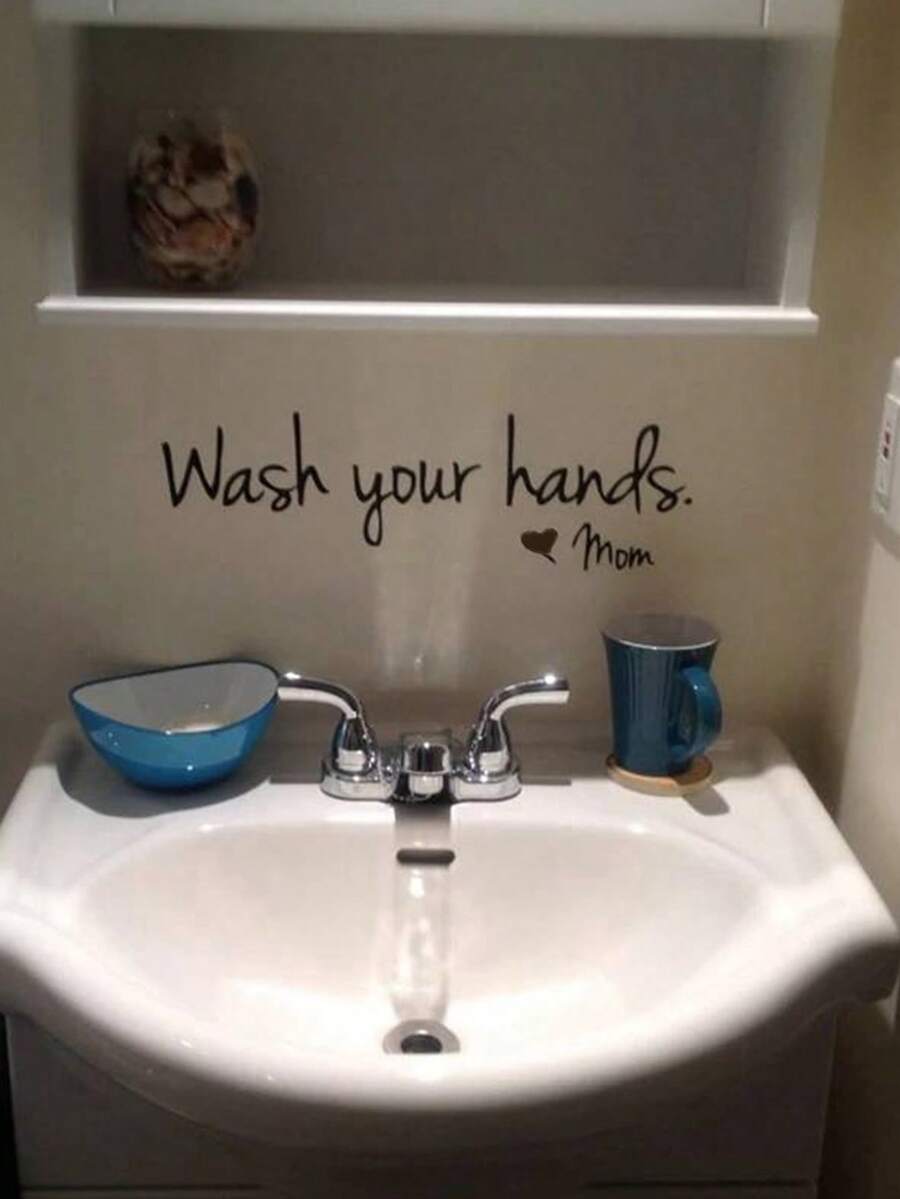 1 Sheet Waterproof Black Quote Wall Decals - Removable Bathroom Stickers For A Personalized Touch Home Bathroom Decor - Multicolor - View 1