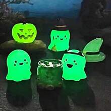 6 Peças, Bonito Micro Paisagem Horticultura Resina Pequena Decoração Chapéu de Bruxo do Dia das Bruxas Série de Fantasma de Abóbora Acessórios do Festival de Abóbora Decoração de Carro de Mesa de Jardinagem, Pequenos Presentes para Casa com Pequenos Fantasmas, Decoração de Quarto de Dia das Bruxas Gótico. - Multicolorido - Visão 4