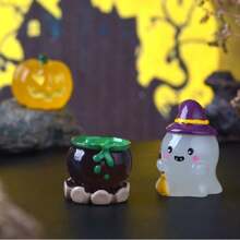 6 Peças, Bonito Micro Paisagem Horticultura Resina Pequena Decoração Chapéu de Bruxo do Dia das Bruxas Série de Fantasma de Abóbora Acessórios do Festival de Abóbora Decoração de Carro de Mesa de Jardinagem, Pequenos Presentes para Casa com Pequenos Fantasmas, Decoração de Quarto de Dia das Bruxas Gótico. - Multicolorido - Visão 5