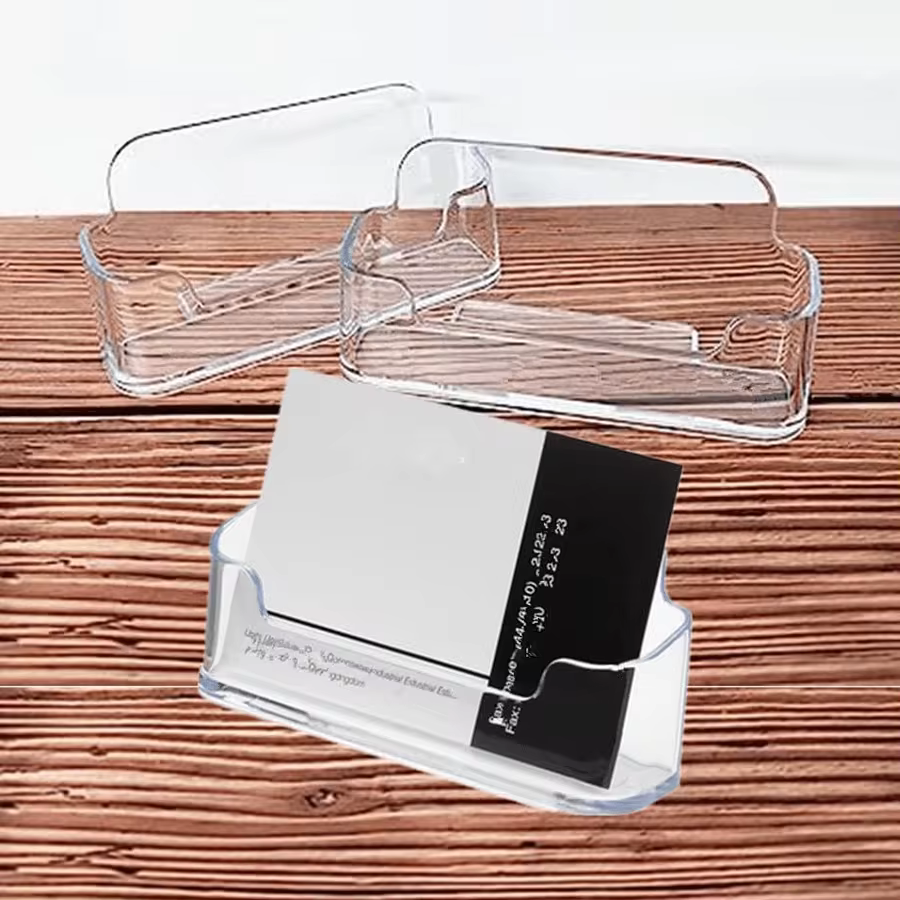 1 Pack Clear Plastic Business Card Holder, Acrylic Name Card Display Stand Fit For 30-40 Cards Back To School - Clear - View 5