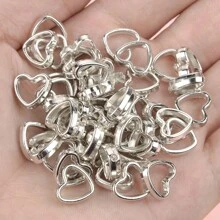 50 piezas Conectores espaciadores en forma de corazón de plástico CCB de doble agujero para collar, pulsera, aretes y dijes de joyería, accesorios para llaveros y suministros para manualidades hechas a mano