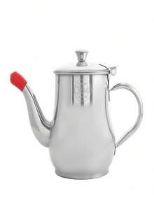 1pc Storage Can Jar For Filter Oil Stainless Steel Household Leak-Proof Wine Pot Pouring Oil Pot Seasoning Pot Jar Kitchen Supplies - Silver - View 11