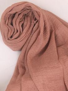 1pc Women's Plain Color Pleated Basic Classic Solid Color Hijab Headscarf - Coral Pink - View 3