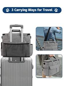 FULED 狗狗旅行包，狗狗食物背包，狗狗零食背包，狗狗猫咪周末宠物旅行套装，符合航空公司规定，带多功能口袋的旅行包，含2个宠物食品容器和2个可折叠硅胶碗（硅胶碗颜色随机） - 彩色 - 查看 4