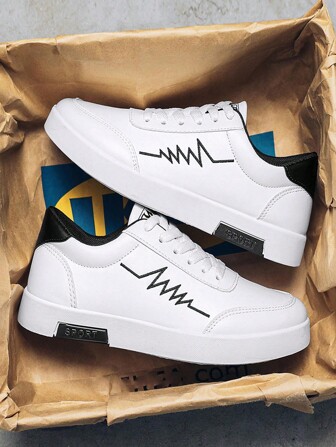 Zapatos náuticos de lona blanca con cordones para hombres, zapatillas informales ligeras y transpirables, zapatos planos de moda juvenil, estilo coreano blanco