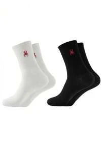 4 Pairs Unisex Crew Socks, Spider Web Design, Solid Color, Fashionable, Moisture-Wicking, Suitable For Any Shoes, Back To School, Fall, Halloween - Multicolor - View 3