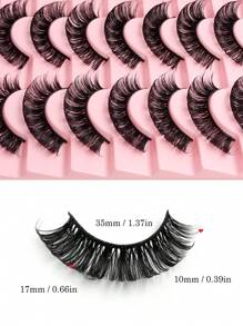 20 Pairs False Eyelashes Reusable D Curling Volume Full Strip Lashes Natural Fluffy Volume Fake Lashes Strip Lashes,Lashes,Eyelashes,Fake Lashes - Black - View 4