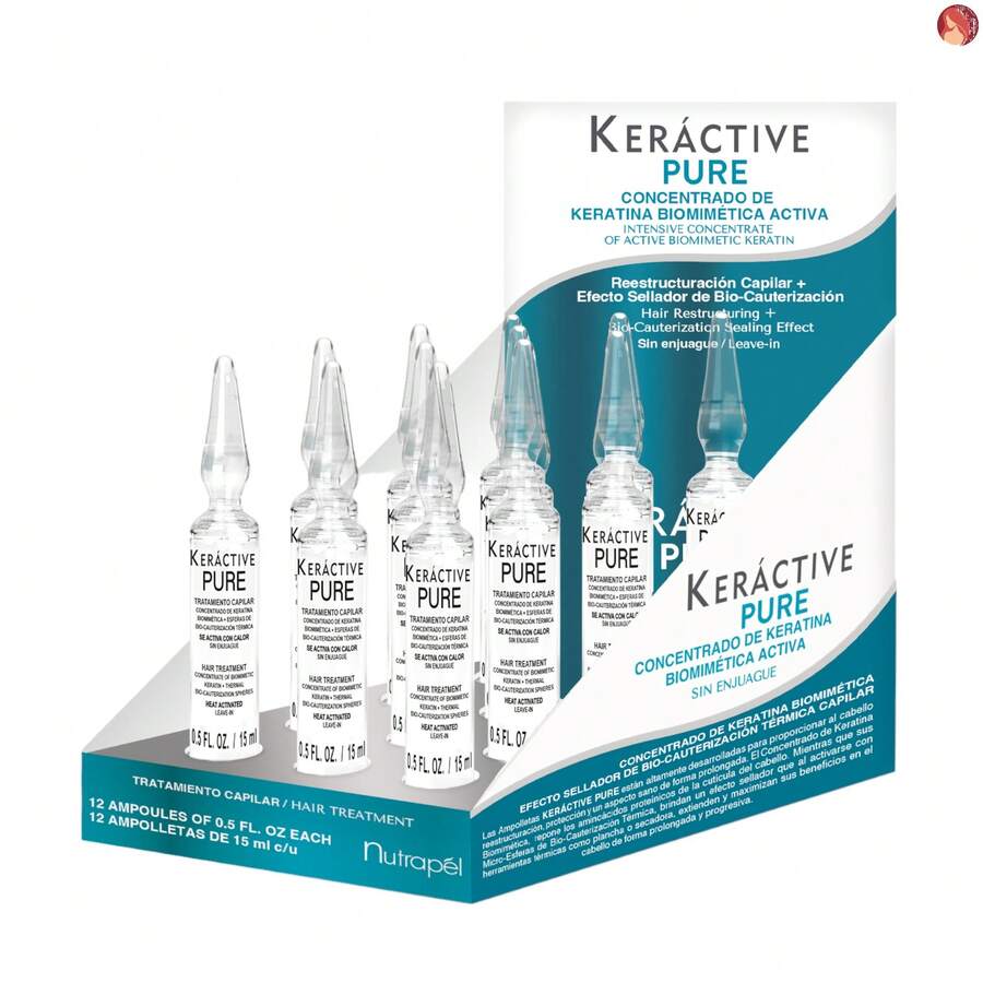 Keractive Pure Tratamiento Capilar Nutrapel 12 Ampolletas 15 ml c/u - Agua verde azul - Ver 1