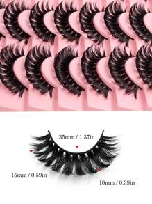20 Pairs False Eyelashes Full Strip False Eyelashes Natural Look D Curling Fake Lashes Dramatic Volume Faux Mink Eyelashes - Black - View 4