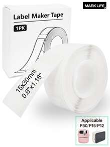 Marklife 白色防水标签，适用于 P15/M1/P12/P50 的热敏标签制作纸，自粘标签胶带，适用于名称 DIY 标签打印贴纸、家庭、商业标签 0.59 英寸 X1.18 英寸，15 毫米 X 30 毫米，180 个标签/1 卷，白色 - 1pcs白色 - 查看 12