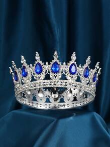 Vintage Tiaras And Crowns Women Diadem Pageant Hair Ornament Colorful Round Decor Royal - Multicolor - View 14