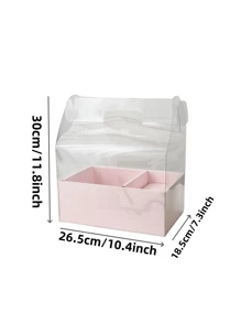 1pc/ 2in1 Clear Flower Cake DIY Gift Box For Fruit Rose Carnation Flower Box Valentine's Day Flower Cake Gift Box - Pink - View 12