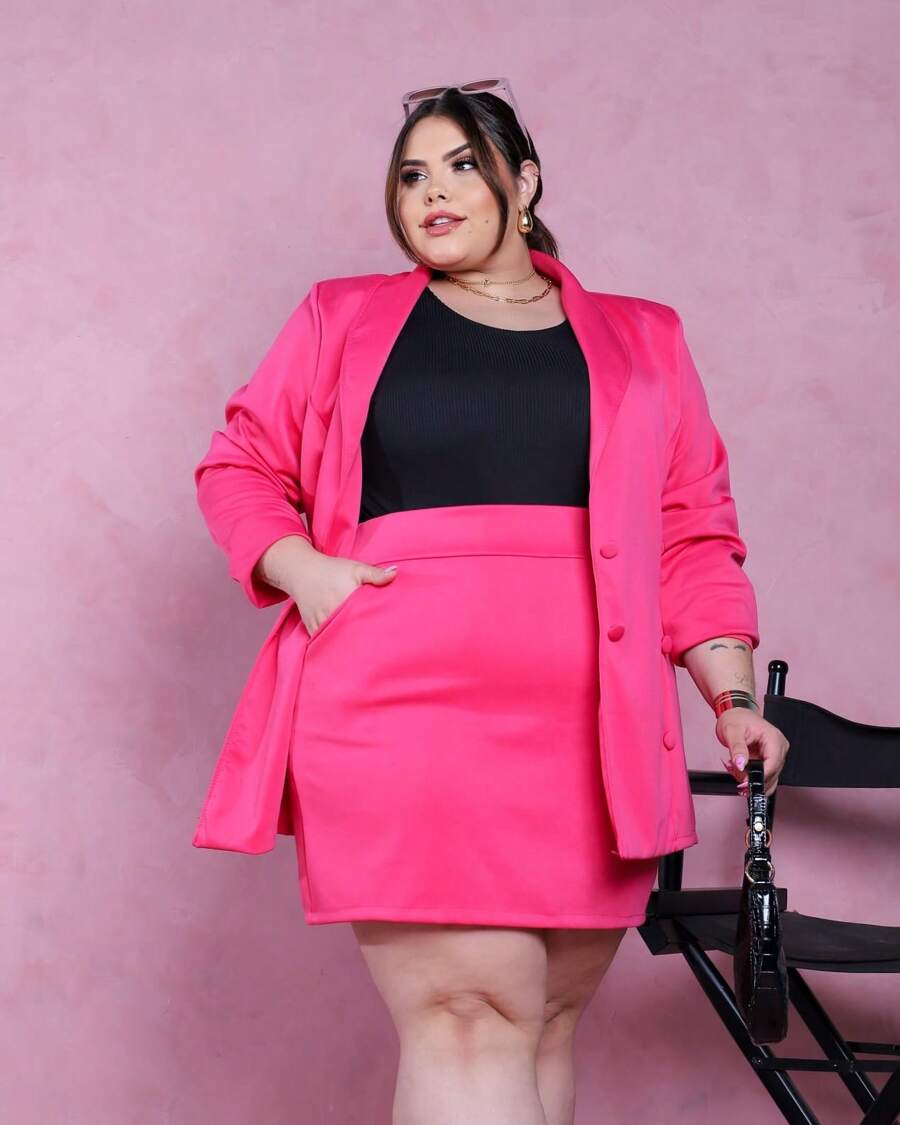 Plus Size Blazers - 玫紅色 - 查看 1