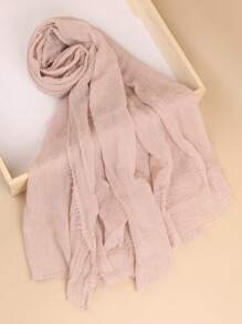 1pc Women Hijab Solid Color Pleated Lightweight Hijab Scarf, Female Classic Soft Headscarf For Abaya Accessories Women Veil