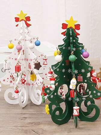 1件装圣诞树手工DIY立体木质圣诞树场景布置 2024圣诞装饰品 2025新年热门礼物 圣诞装饰 家居圣诞礼物 圣诞装饰