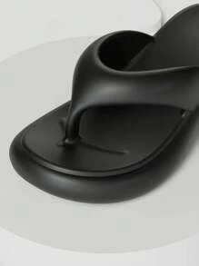 7cm Thick Platform Wedge Heel Women's Outdoor Anti-Skid Anti-Odor EVA Home Slipper, Summer Beach Vacation Solid Color Flip Flops