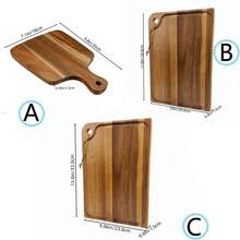 1 件，13 英寸/11.8 英寸/9.8 英寸红木砧板，适用于肉类、奶酪、蔬菜、面包和熟食 - 厨房和餐厅装饰性木制菜板 - 黄色 - 黃色 - 查看 3