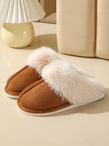 Nuevos Pantuflas gruesos de lana y felpa para hombres y mujeres, modernos, cómodos, cálidos, antideslizantes, para uso en interiores, punta cerrada