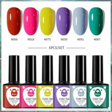 XEIJAYI XEIJAYI 6Pcs 7.3Ml Nail Gel Polish Set UV LED Soak Off Gel Polish: Get Creative With Colorful Mousse Gel Nail Polish For Home Salon Nail Art DIY For