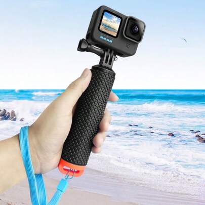 1 件黑色硅胶浮力杆，可拆卸防滑手持杆，适用于 GoPro11/10/9、Insta360 运动相机、冲浪防水自拍杆