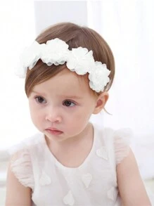1pc Infant Baby Girl Sweet And Cute Headband With 5 Flowers, Perfect For Gifts, Parties And Daily Wear Love Valentine - White - View 1