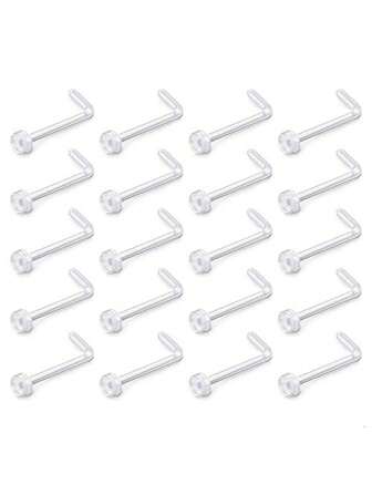 20pcs Clear Nose Ring Retainers L-Shaped Nose Piercing Keepers, Invisible Nose Ring Earring Stud Retainer
