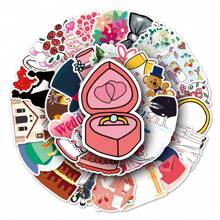 50 Peças Adesivos Engraçados e Fofos para Casamento à Prova d'Água DIY para Telefones, Laptop, Skate, Criativo, Grafite, Carro, Adesivo de Motor, Volta às Aulas, Suprimentos Escolares - Multicolorido - Visão 4