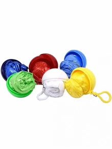 3/4/5pcs Portable Raincoat Ball, Disposable Thickened Raincoat With Ball-Shaped Storage Box, Suitable For Hiking & Camping; Can Hang On Backpack; Random Color Camping Stuff
