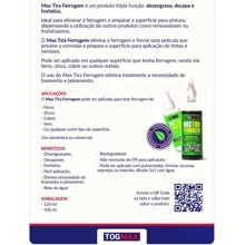 Removedor Ferrugem Max Tira Ferrugem Em Aço 500ML Togmax Limpa Oxidação Ferros Metais Cobres Inox Portões Bicicletas Portas Janelas - Transparente - Visão 2
