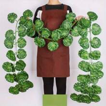 Conjunto de 4/12 piezas, enredaderas artificiales grandes de hojas verdes de 2.4m para colgar en la pared del jardín, guirnalda vertical de hojas artificiales para decoración del hogar, bodas, fiestas de cumpleaños, enredadera de plástico de ratán - 12 piezas - Ver 11