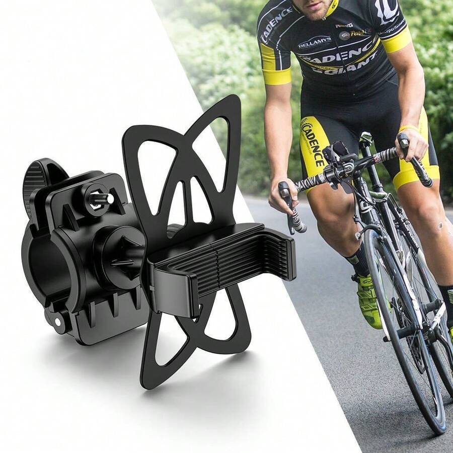 1pc Motorcycle/Bicycle Silicone Strap Phone Holder - Black - View 1