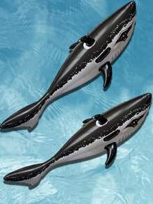 1pc Inflatable Water Mount Ride-On Water Play Accessories, Beach Essentials, Beach Accessories, Pool Float - Black Shark - View 2