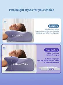 YUNDISSI Gối cổ giúp thư giãn cổ và vai. Gối cổ bằng mút Memony tạo cảm giác mát mẻ khi ngủ, gối ngủ nghiêng. - Màu tím - Xem 3