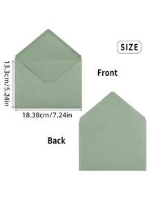 50pcs Window Envelopes Simple Festival Greeting Card Birthday Invitation Letter Storage Bag Wedding Invitation Card - Green - View 2