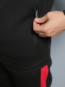 Conjunto Calça Moletom mais Moletom Com Zíper E Capuz E bolso canguru