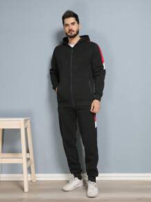 Conjunto Calça Moletom mais Moletom Com Zíper E Capuz E bolso canguru