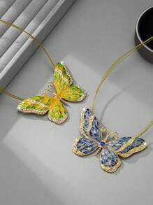 1 buc. Colier vintage elegant cu fluture dulce cu strasuri, potrivit pentru festivaluri pentru femei, zile de naștere, întâlniri, petreceri, nunți, sărbători, cumpărături, navetă și accesorii zilnice